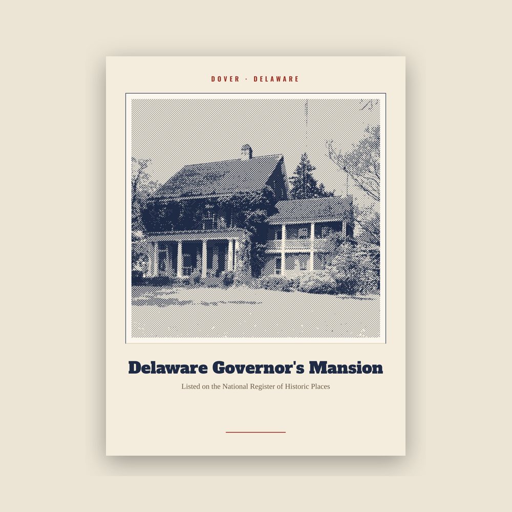 Dover Delaware Governor's Mansion Landmark Print