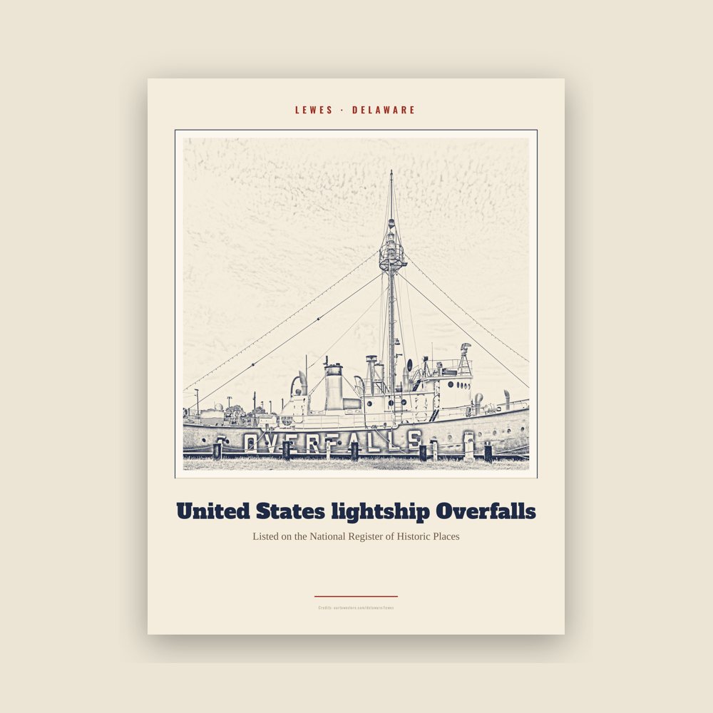 Lewes United States lightship Overfalls Landmark Print