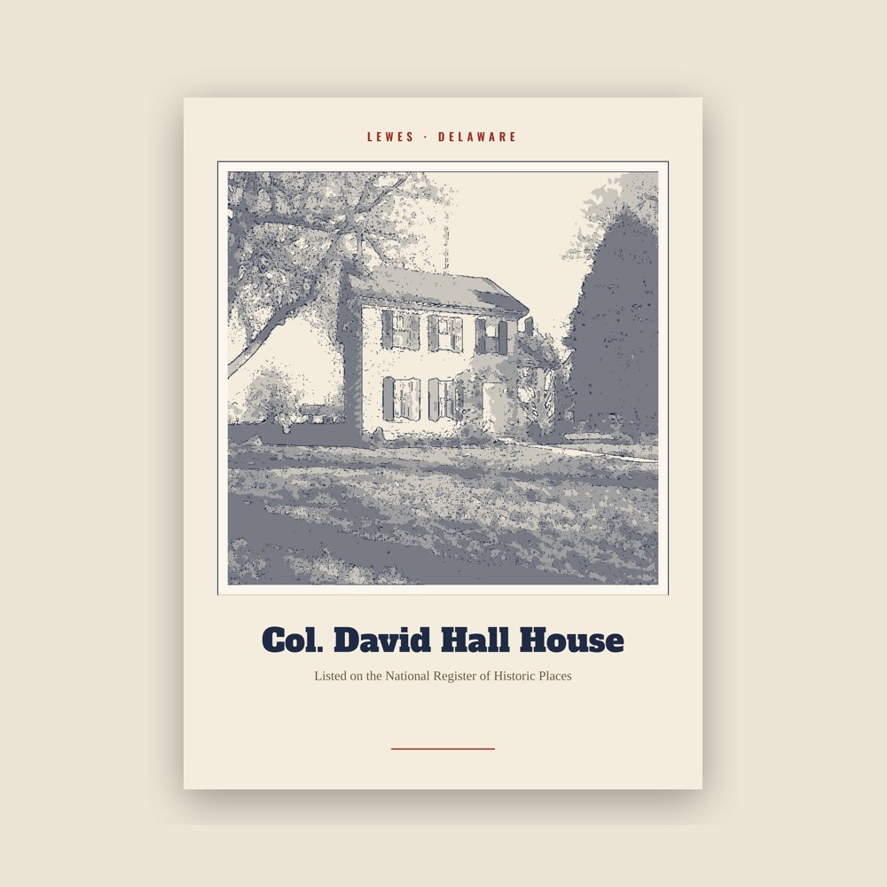 Lewes Col. David Hall House Landmark Print