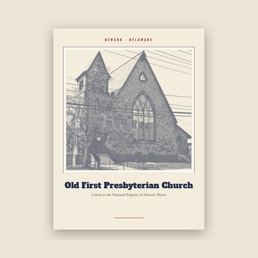 Newark Old First Presbyterian Church Landmark Print