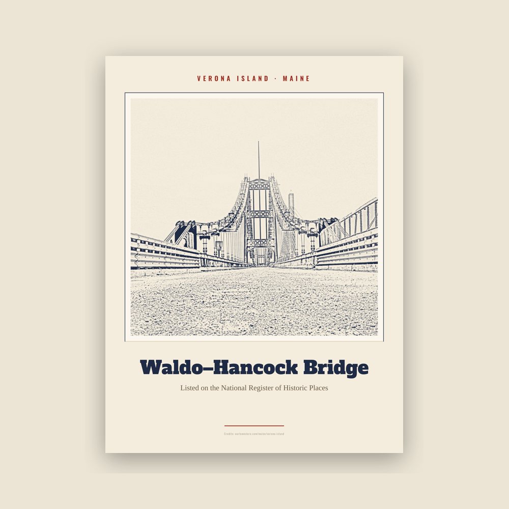 Verona Island Waldo–Hancock Bridge Landmark Print