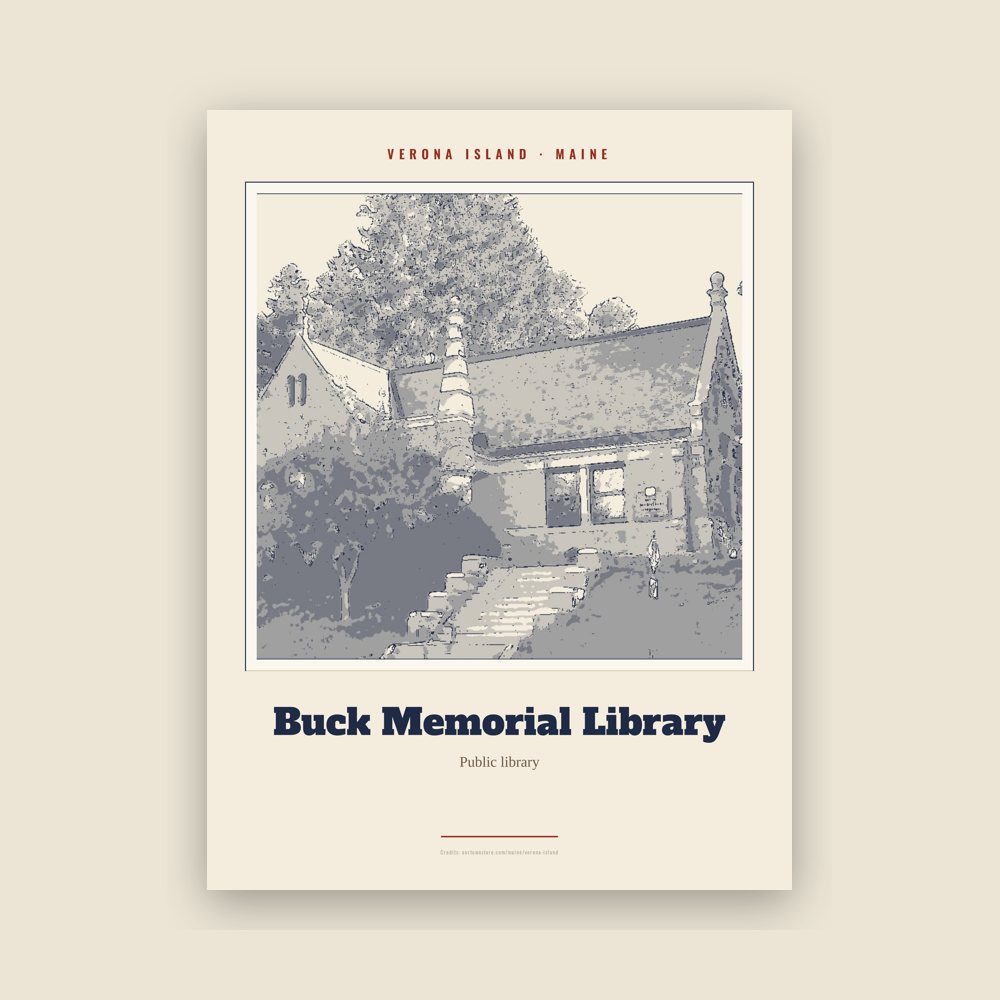 Verona Island Buck Memorial Library Landmark Print