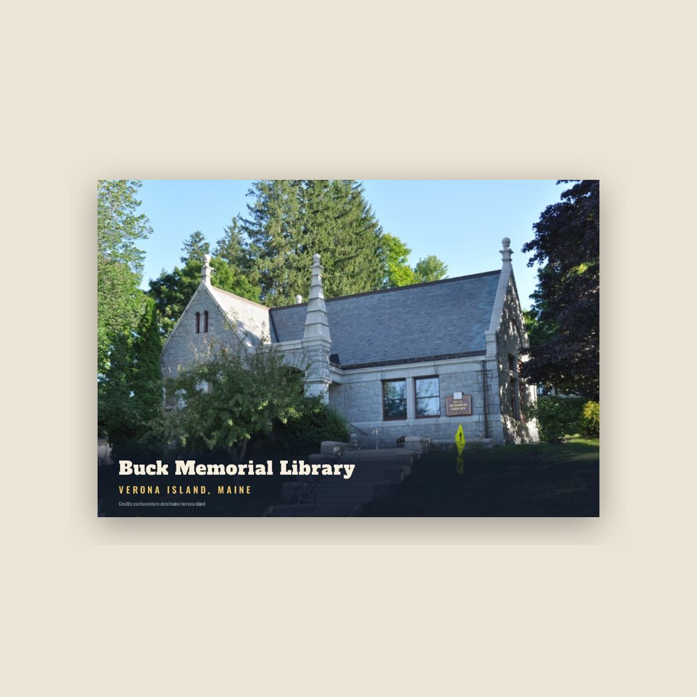 Verona Island Buck Memorial Library Postcard