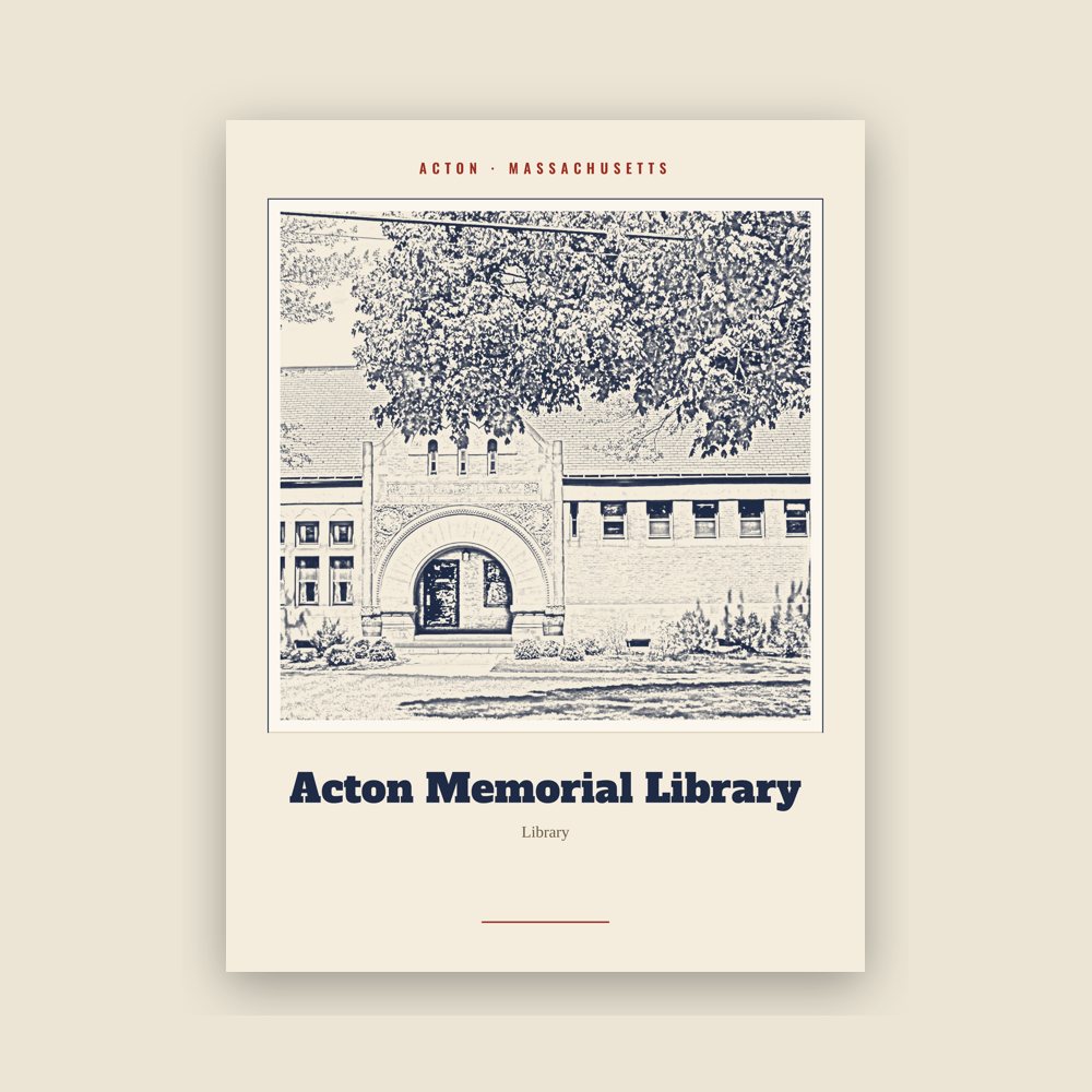 Acton Acton Memorial Library Landmark Print
