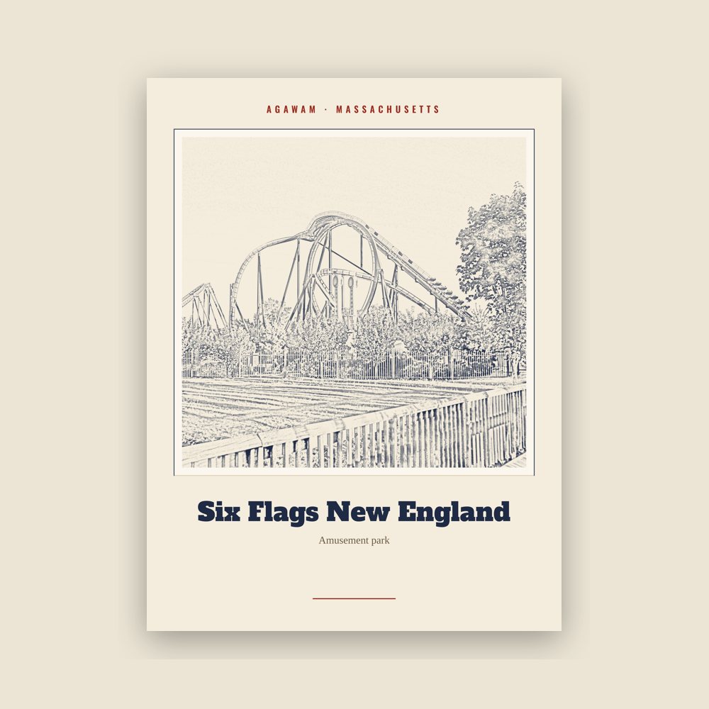 Agawam Six Flags New England Landmark Print