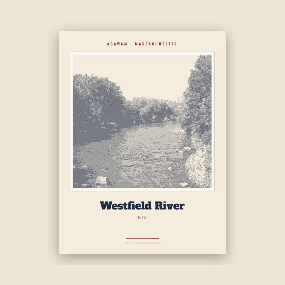 Agawam Westfield River Landmark Print