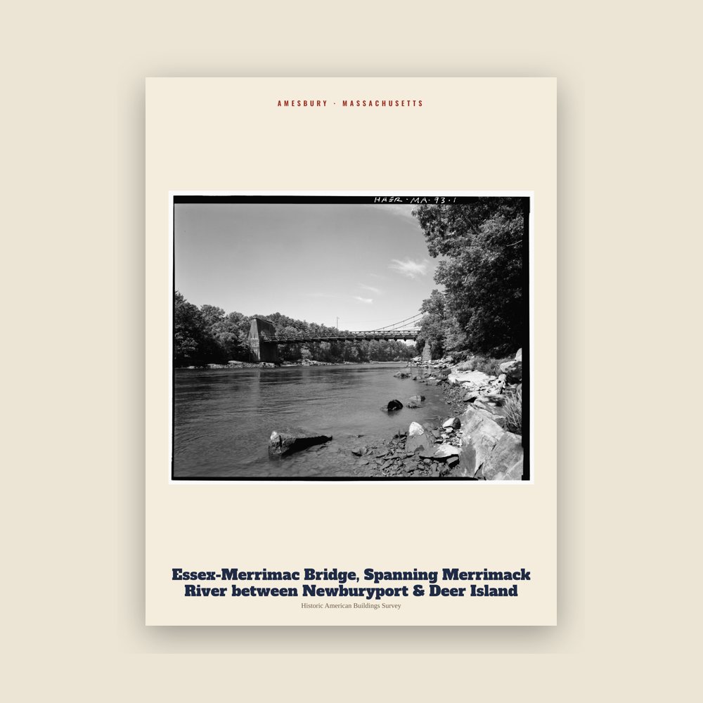 Amesbury Essex-Merrimac Bridge, Spanning Merrimack River between Newburyport & Deer Island Archive Print