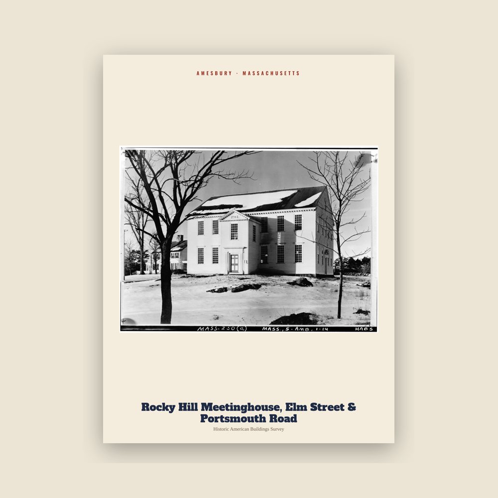 Amesbury Rocky Hill Meetinghouse, Elm Street & Portsmouth Road Archive Print