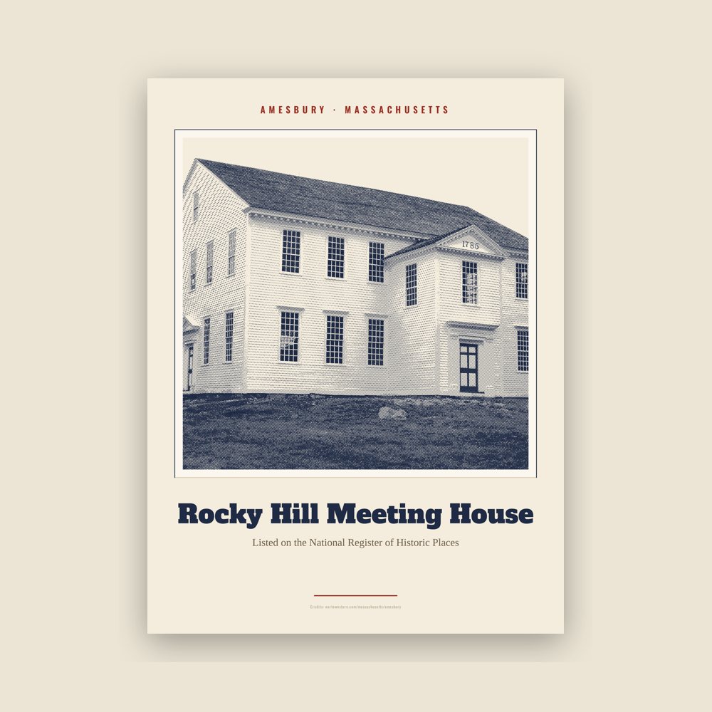 Amesbury Rocky Hill Meeting House Landmark Print