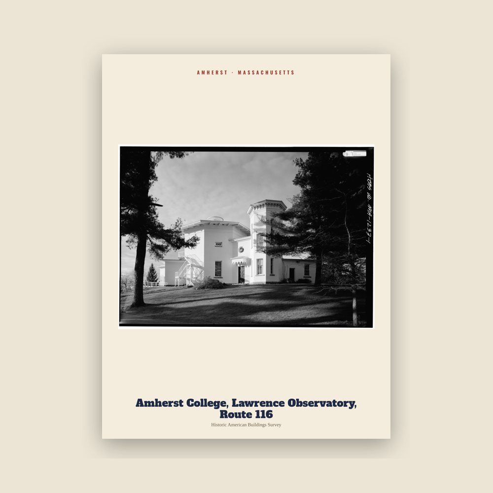 Amherst Amherst College, Lawrence Observatory, Route 116 Archive Print