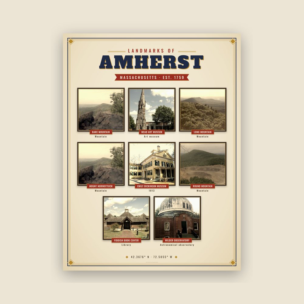 Amherst Landmarks Photo Poster