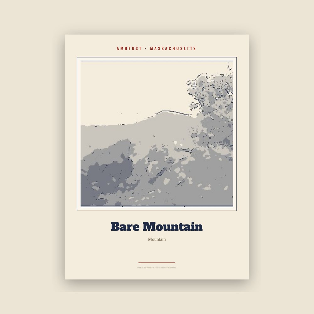 Amherst Bare Mountain Landmark Print