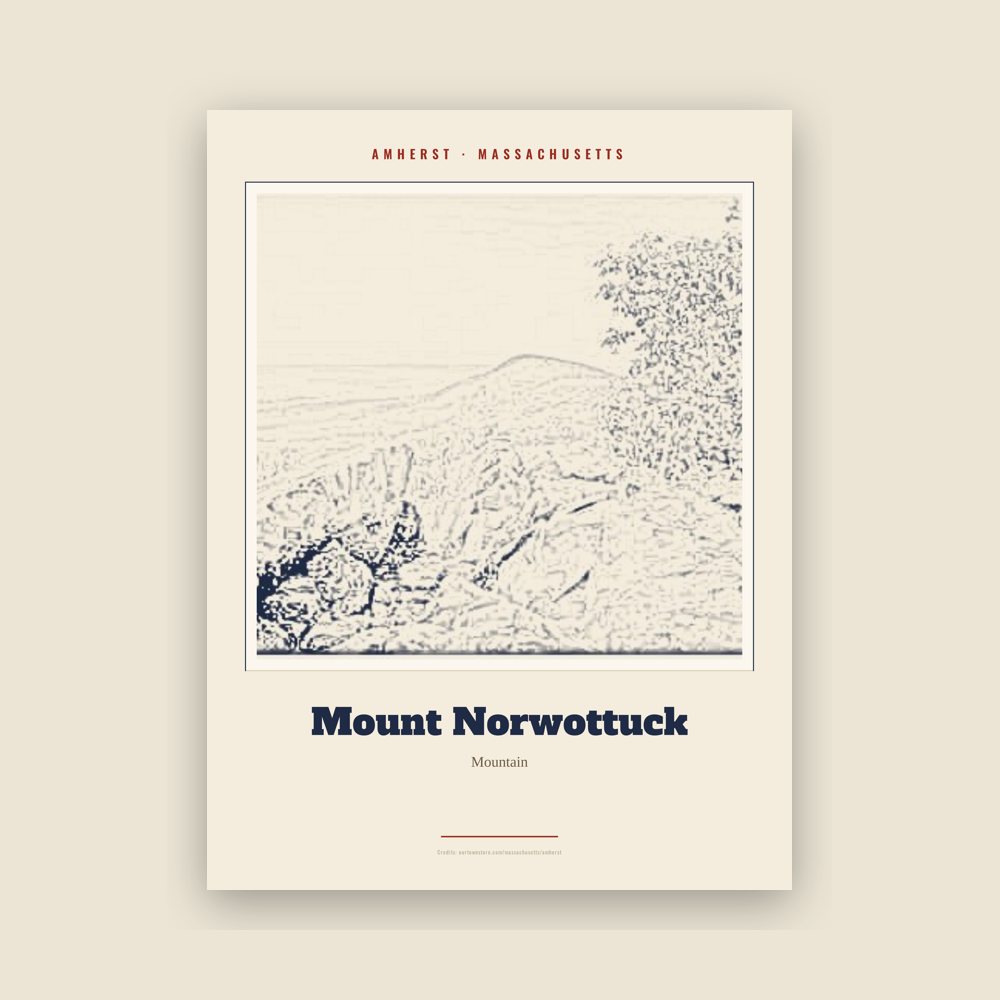 Amherst Mount Norwottuck Landmark Print
