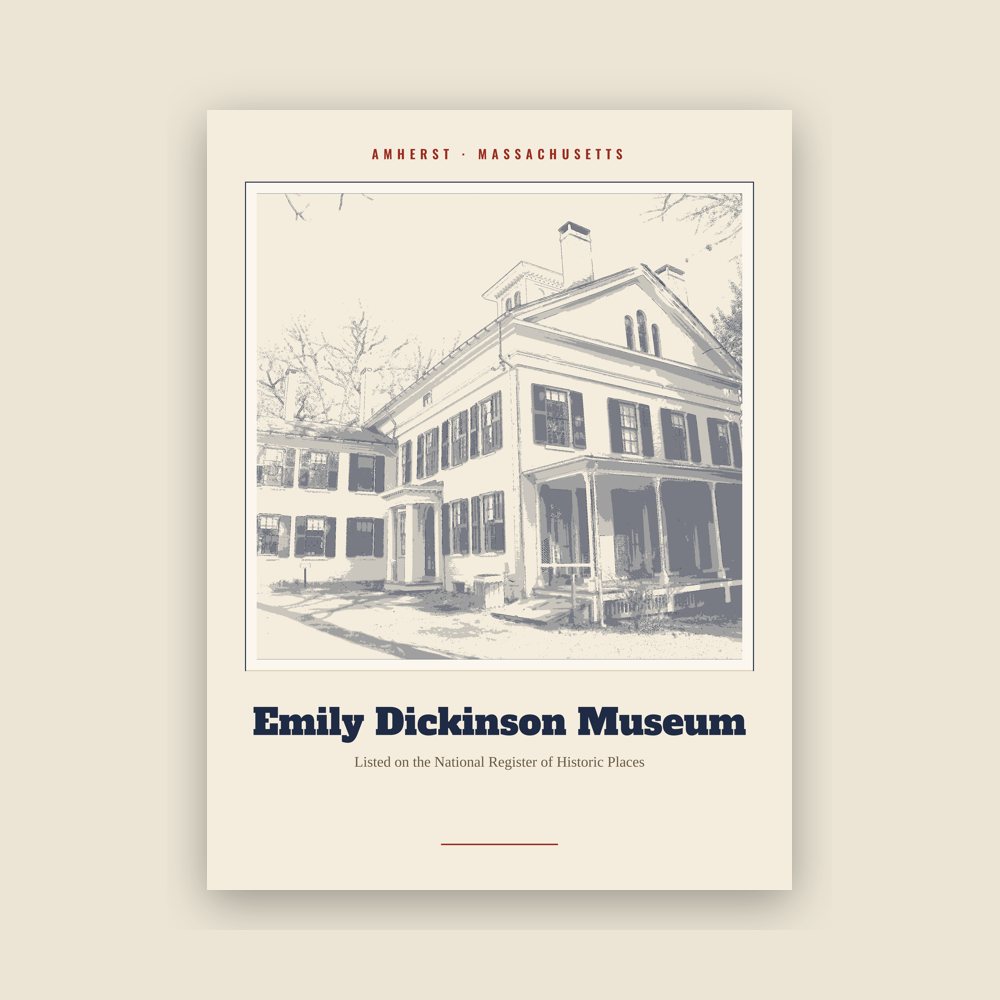 Amherst Emily Dickinson Museum Landmark Print