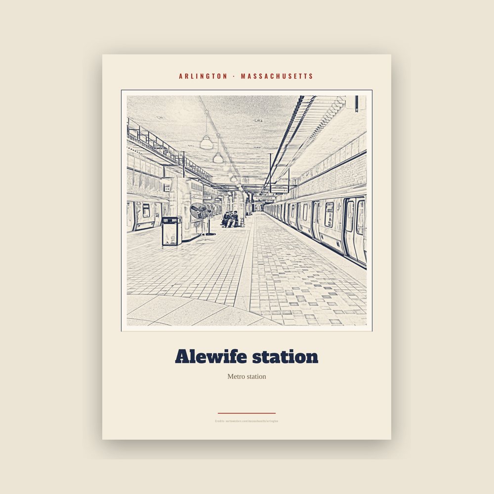 Arlington Alewife station Landmark Print