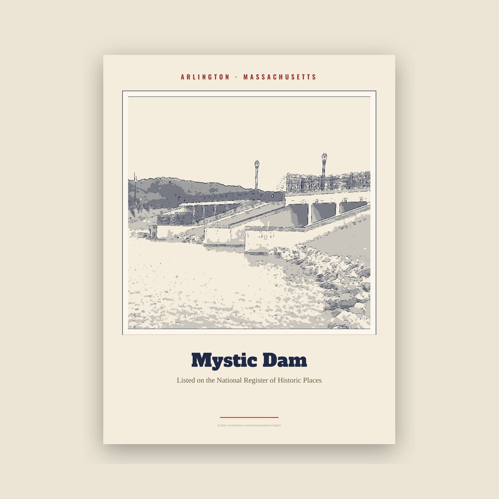 Arlington Mystic Dam Landmark Print