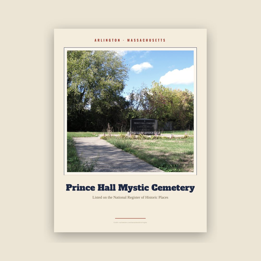 Arlington Prince Hall Mystic Cemetery Landmark Print