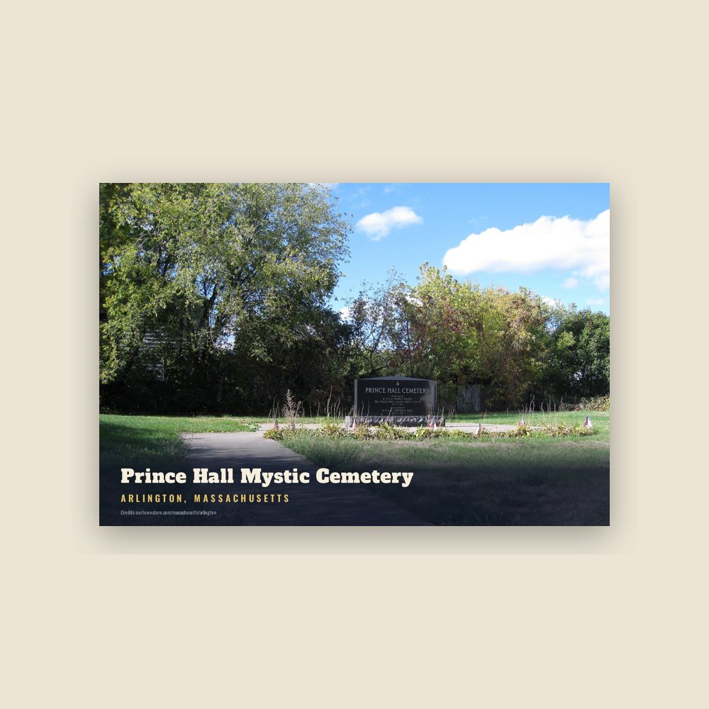 Arlington Prince Hall Mystic Cemetery Postcard