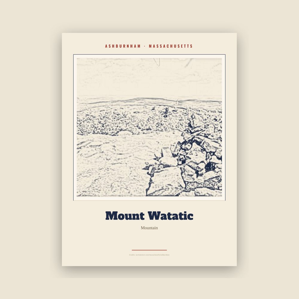 Ashburnham Mount Watatic Landmark Print