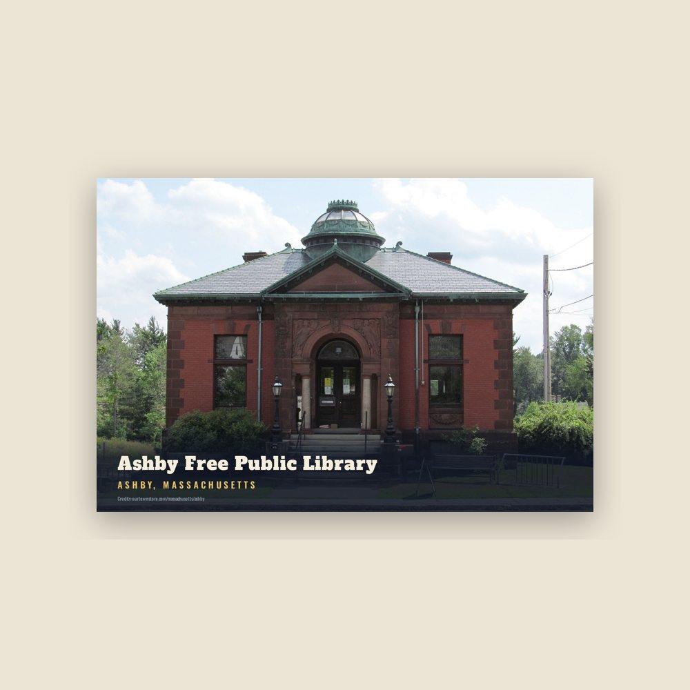 Ashby Ashby Free Public Library Postcard