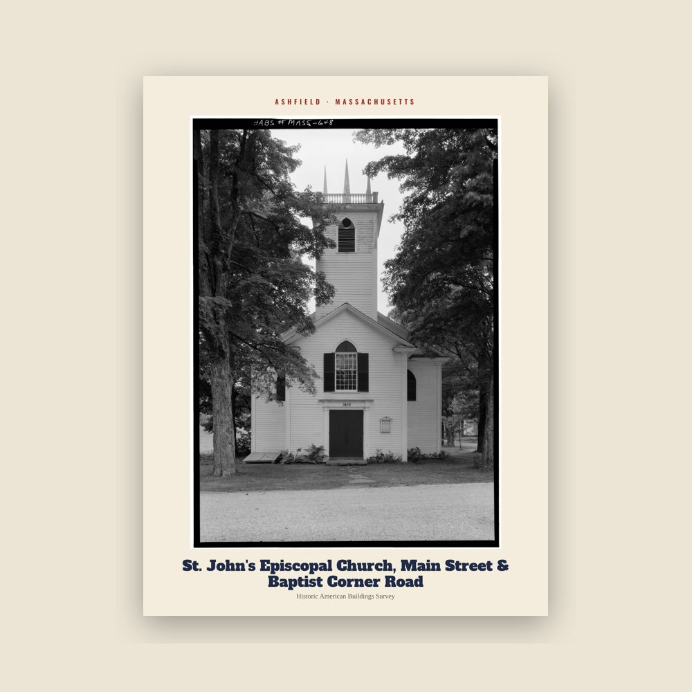 Ashfield St. John's Episcopal Church, Main Street & Baptist Corner Road Archive Print