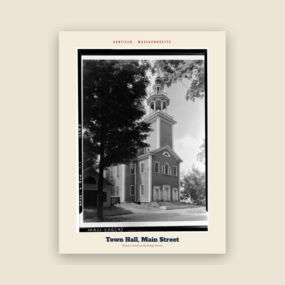 Ashfield Town Hall, Main Street Archive Print