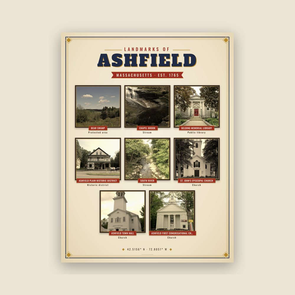 Ashfield Landmarks Photo Poster