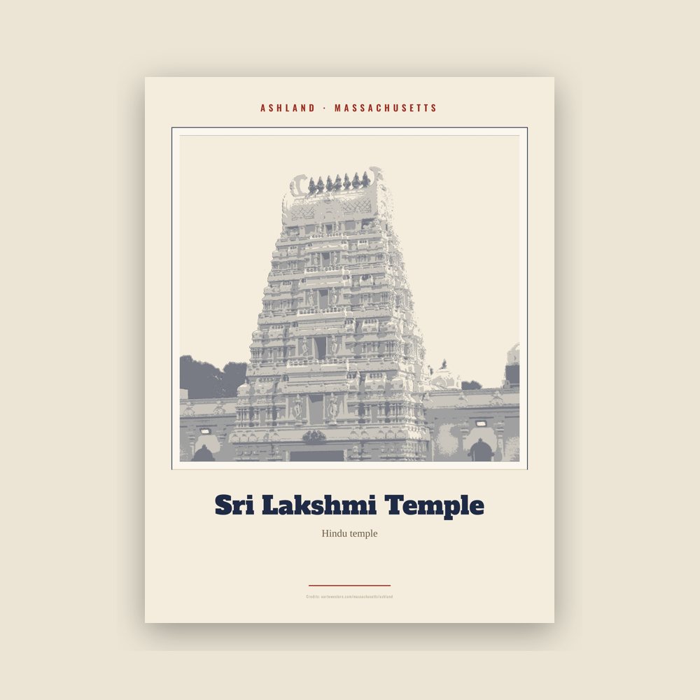Ashland Sri Lakshmi Temple Landmark Print