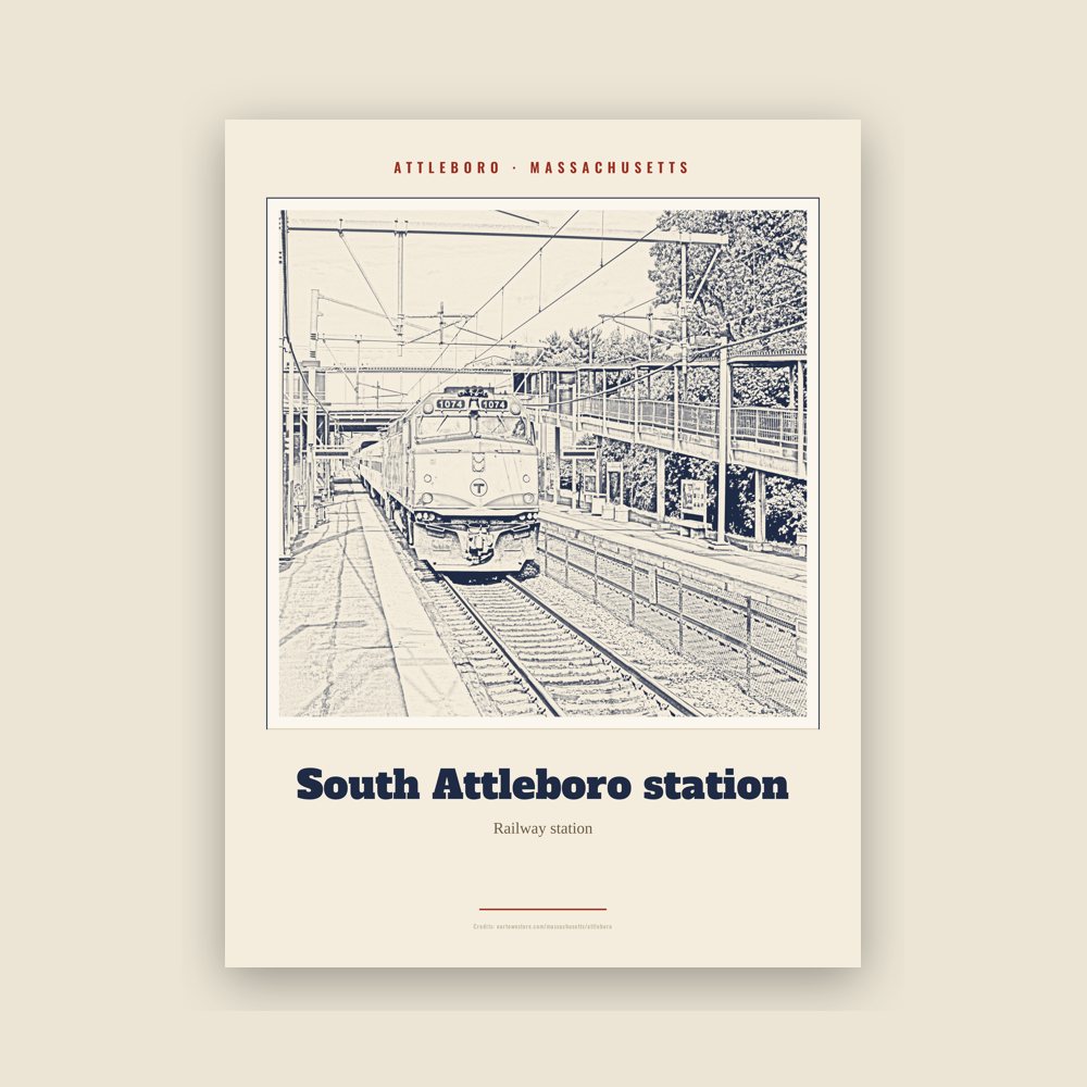 Attleboro South Attleboro station Landmark Print