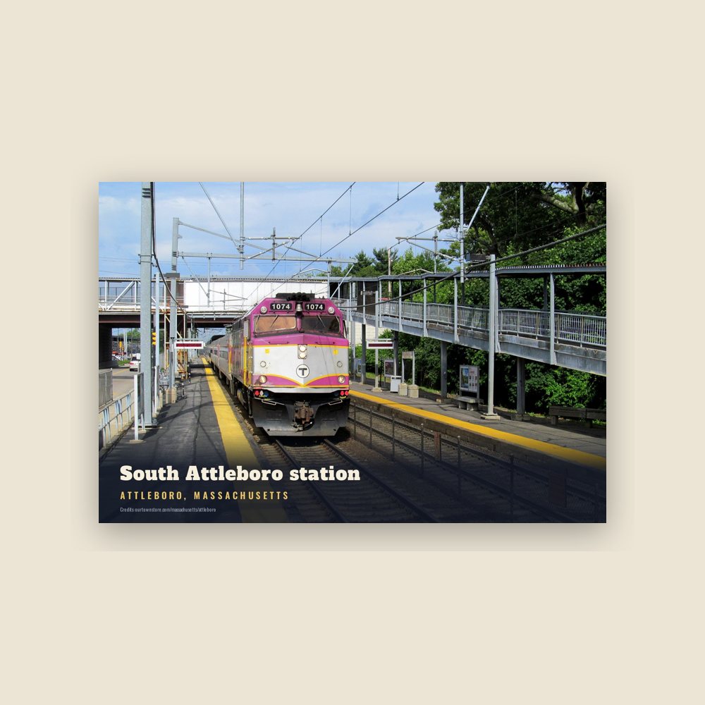 Attleboro South Attleboro station Postcard