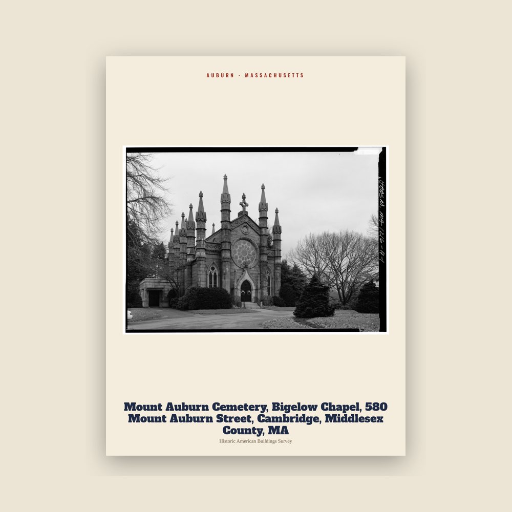 Auburn Mount Auburn Cemetery, Bigelow Chapel, 580 Mount Auburn Street, Cambridge, Middlesex County, MA Archive Print