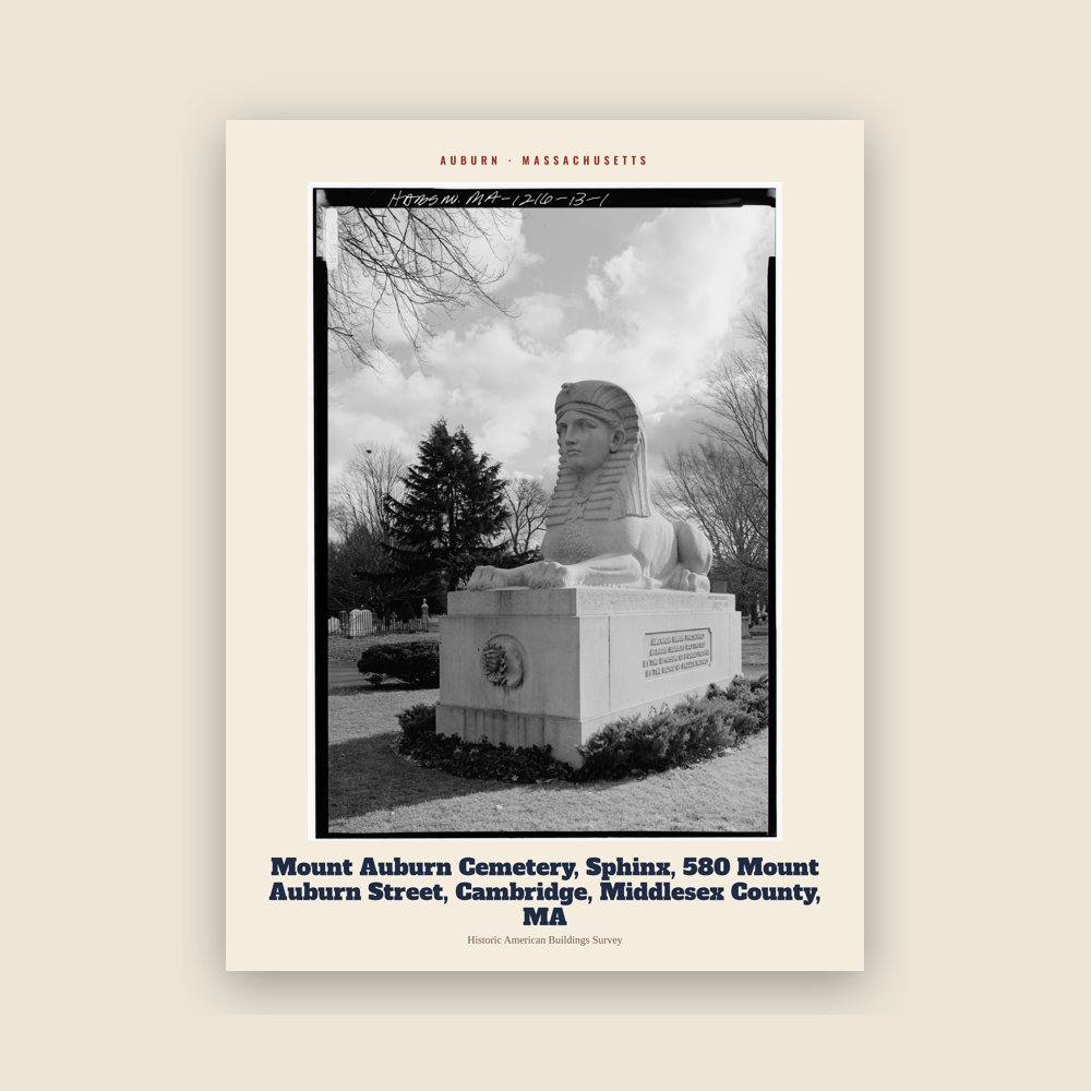 Auburn Mount Auburn Cemetery, Sphinx, 580 Mount Auburn Street, Cambridge, Middlesex County, MA Archive Print