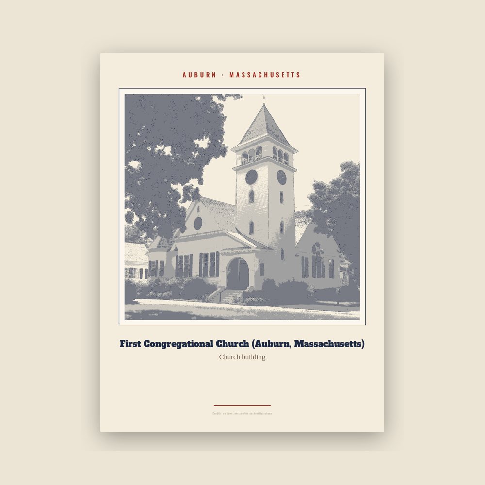 Auburn First Congregational Church (Auburn, Massachusetts) Landmark Print
