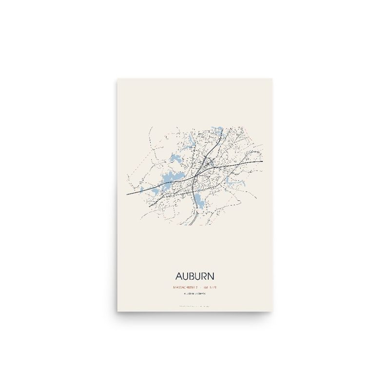 Auburn Street Map Poster · Linen