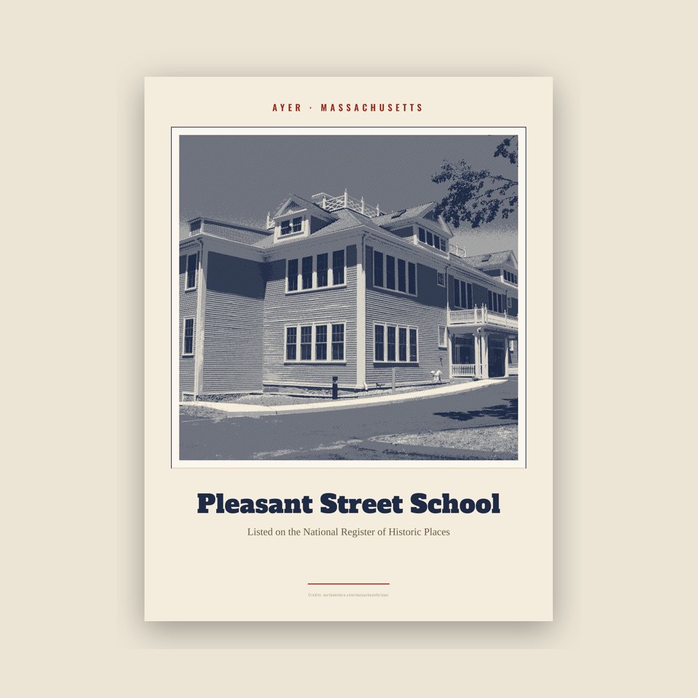 Ayer Pleasant Street School Landmark Print