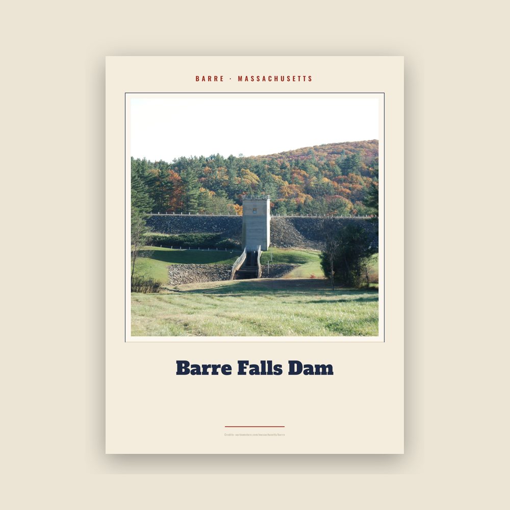 Barre Barre Falls Dam Landmark Print