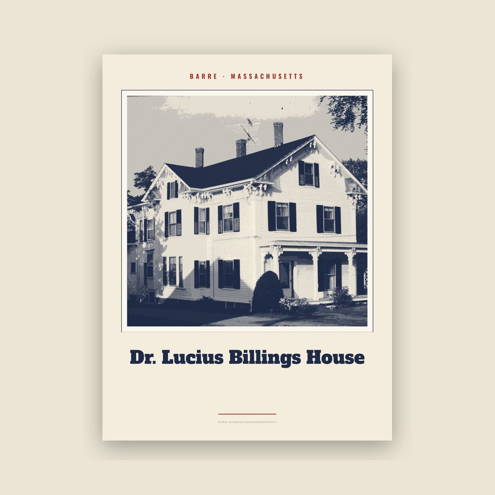 Barre Dr. Lucius Billings House Landmark Print