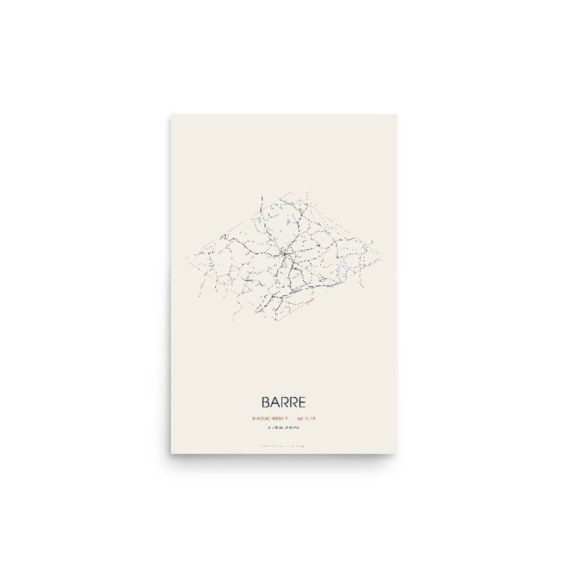 Barre Street Map Poster · Linen