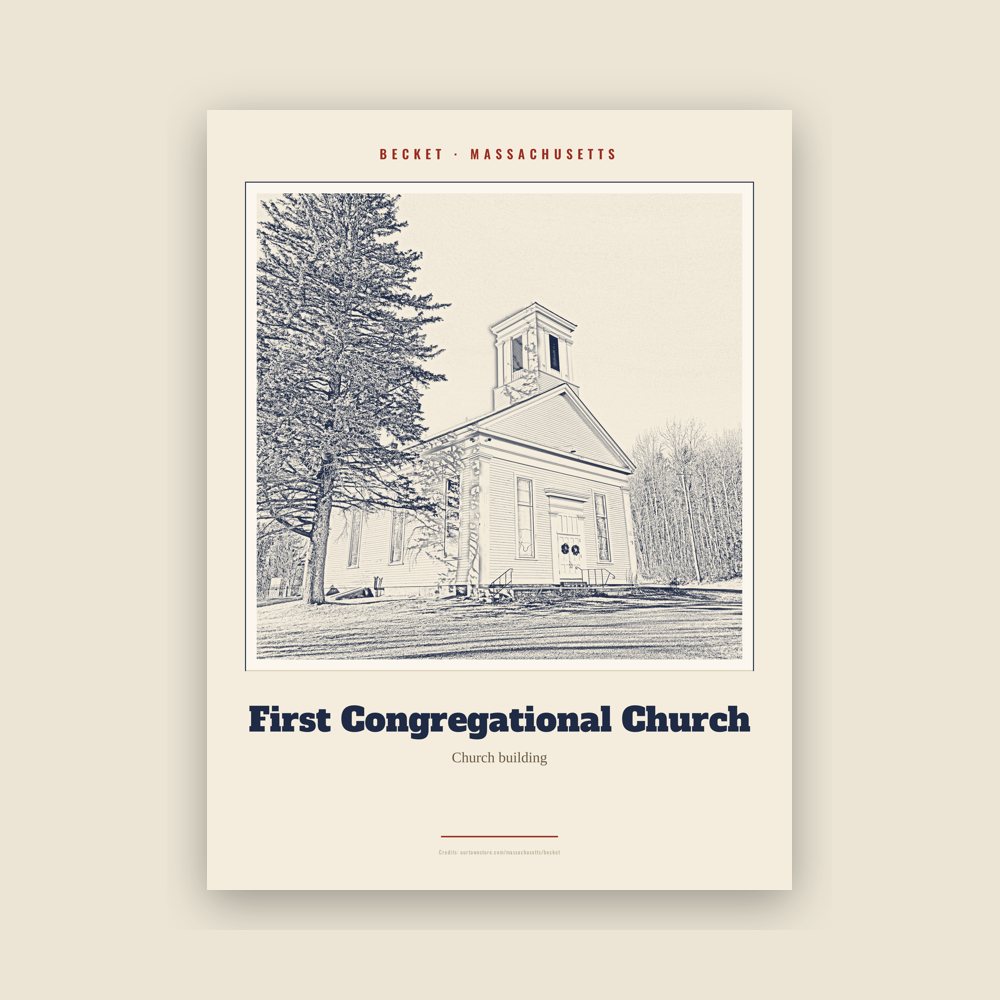 Becket First Congregational Church Landmark Print