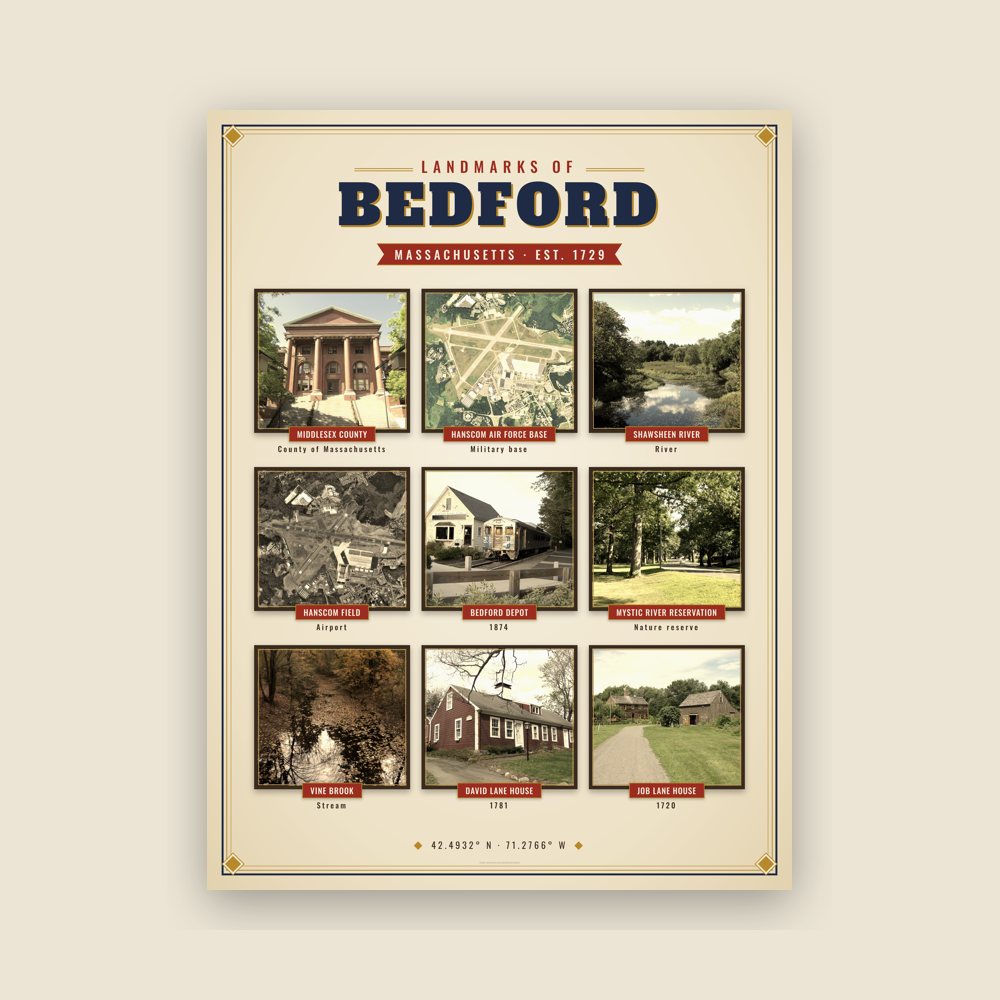 Bedford Landmarks Photo Poster