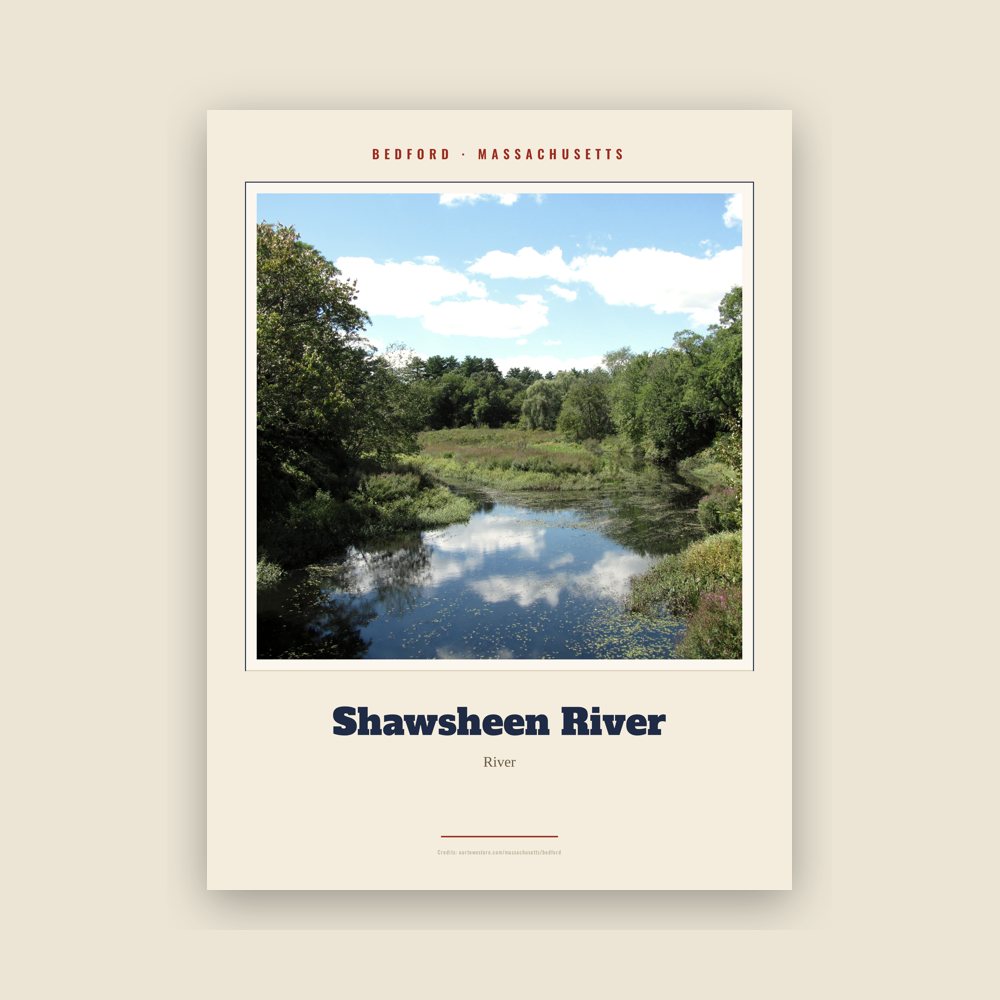 Bedford Shawsheen River Landmark Print