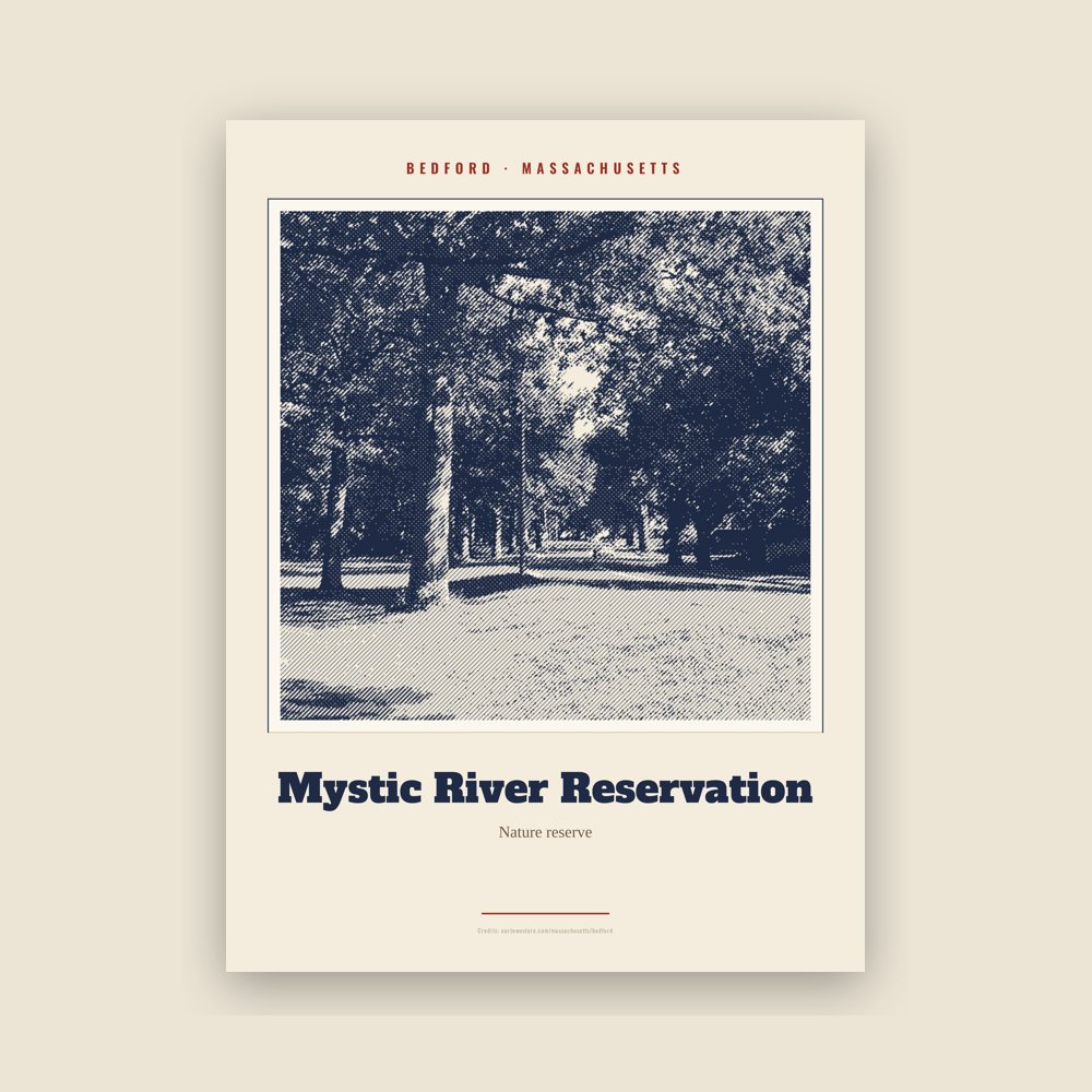 Bedford Mystic River Reservation Landmark Print