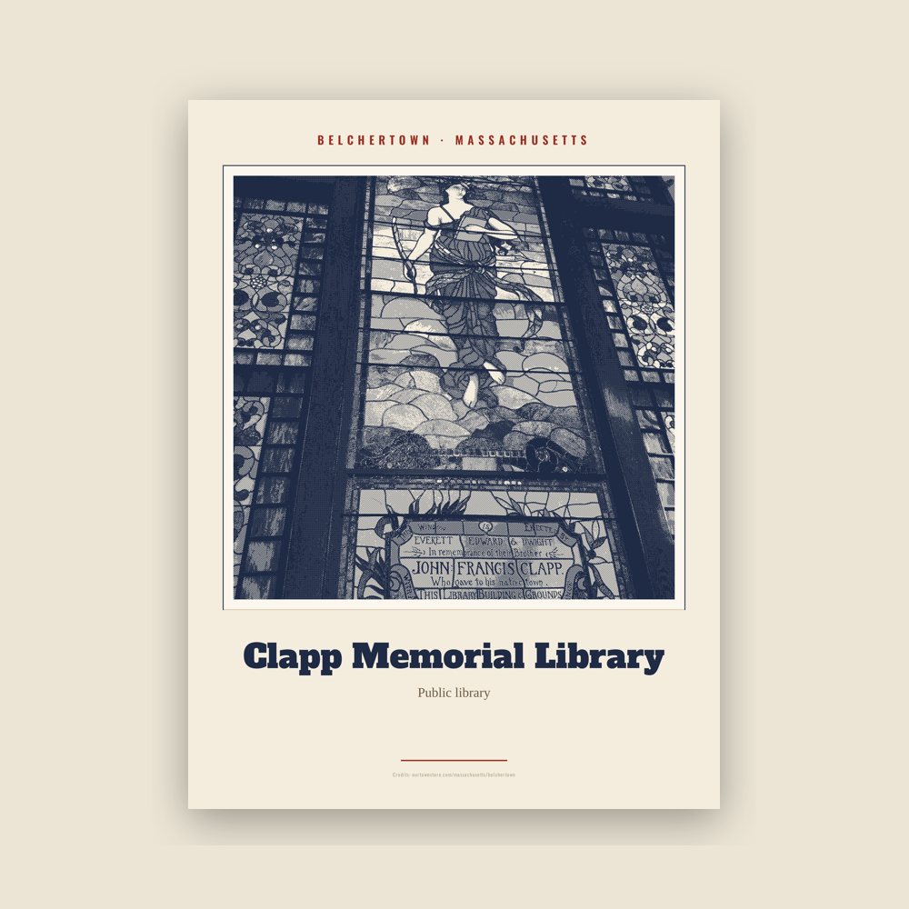 Belchertown Clapp Memorial Library Landmark Print