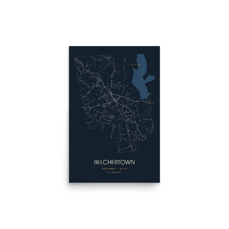 Belchertown Street Map Poster · Midnight