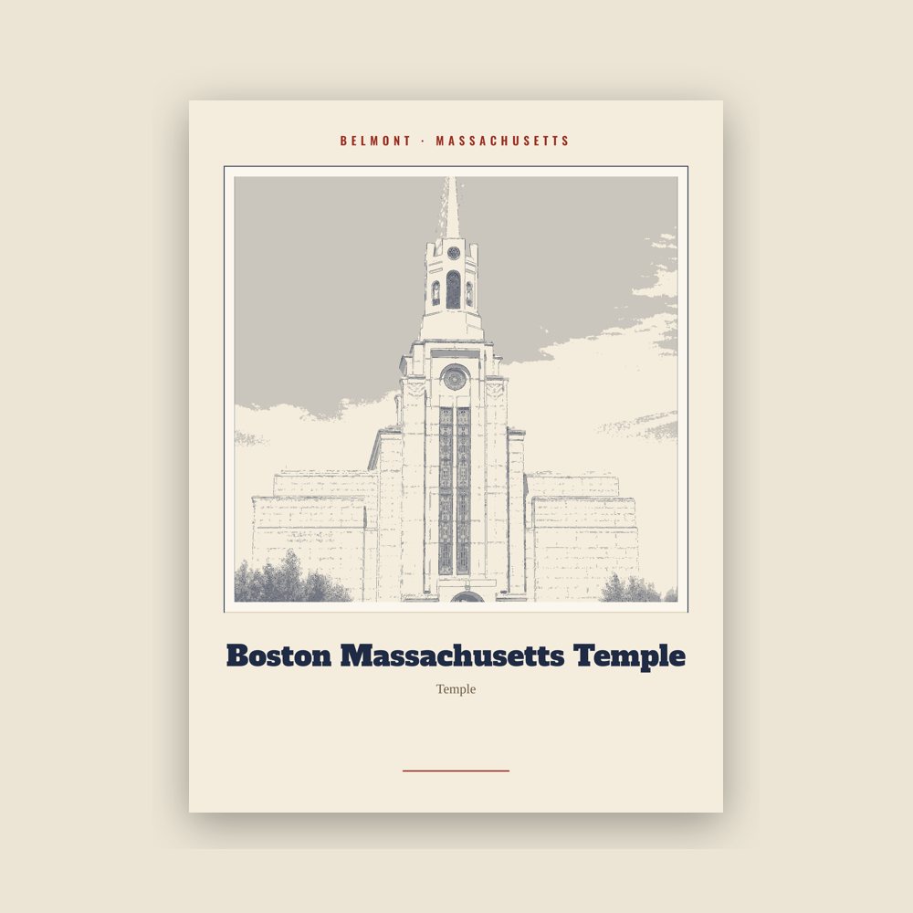 Belmont Boston Massachusetts Temple Landmark Print