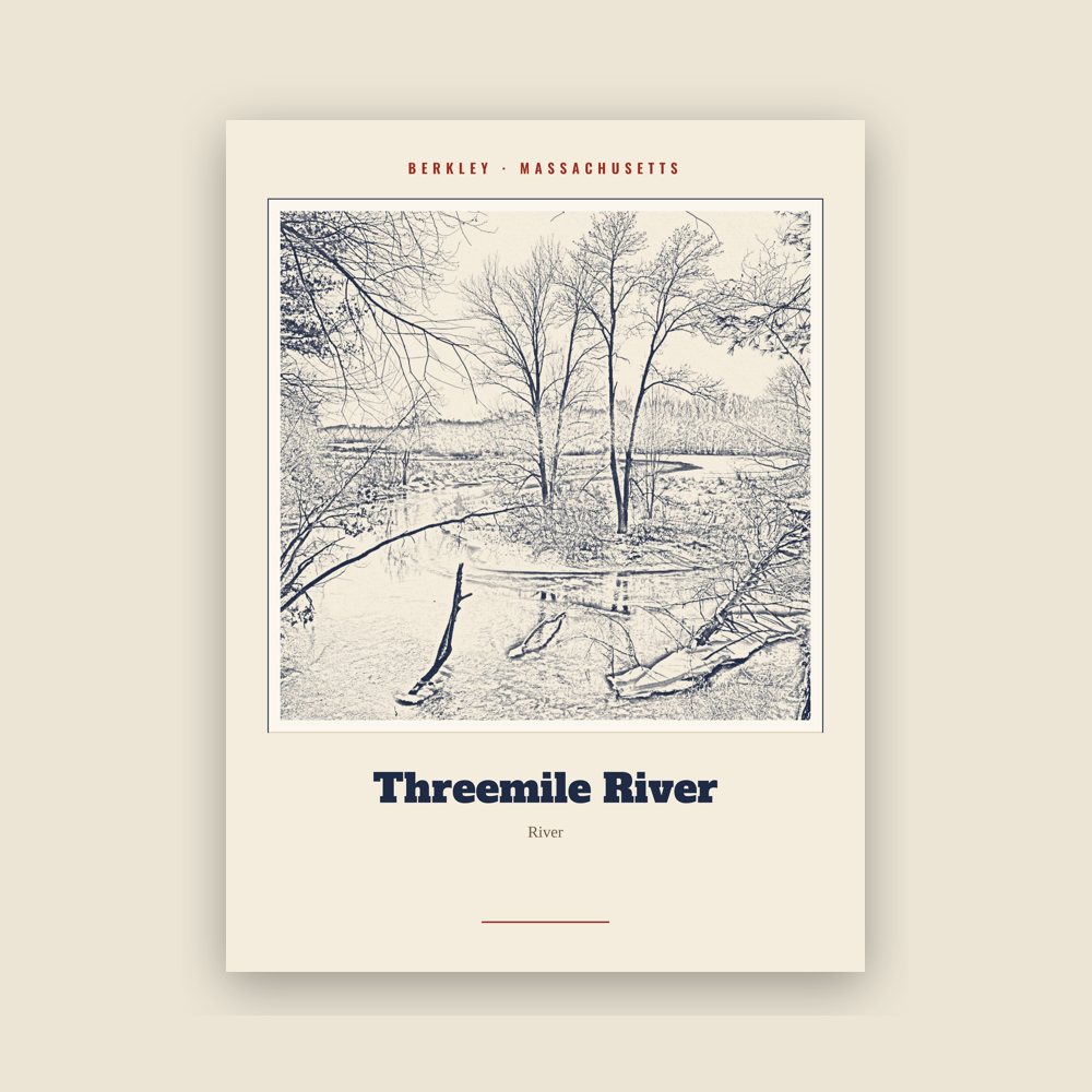 Berkley Threemile River Landmark Print