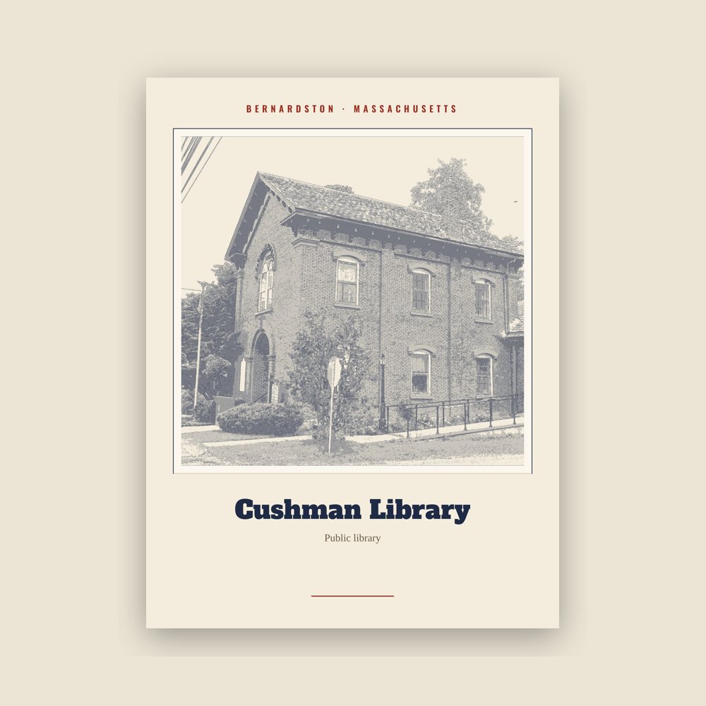 Bernardston Cushman Library Landmark Print