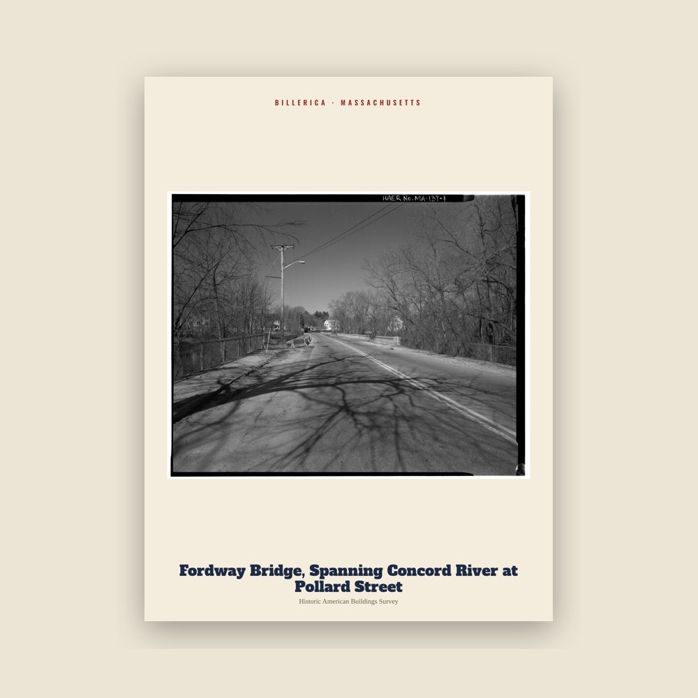Billerica Fordway Bridge, Spanning Concord River at Pollard Street Archive Print