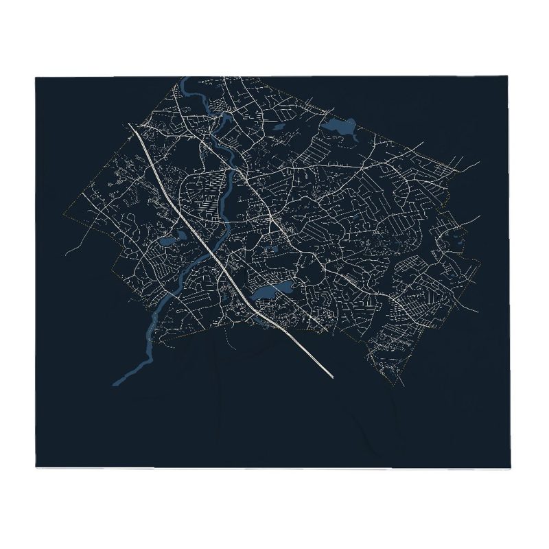 Billerica Street Map Throw Blanket