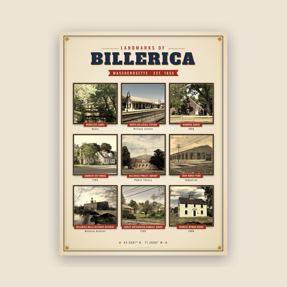 Billerica Landmarks Photo Poster